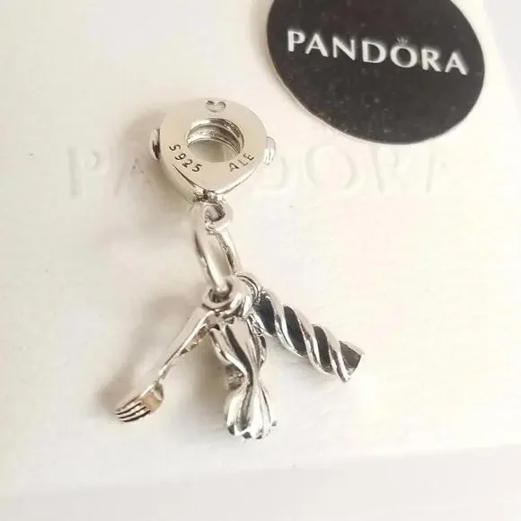 PANDORA Dangle Charm Love Pasta Silver 797435 Travel Italy with Gift Box #149 - Picture 2 of 6